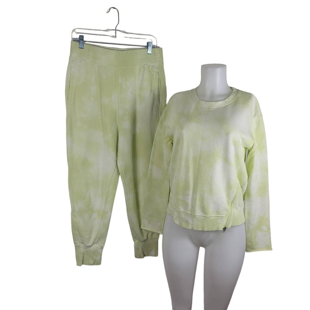 Joy Lab Yellow Tie Dye Sweat High RIse Pants/Sweatshirt Set Women Medium